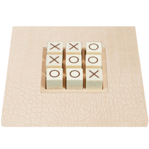 Exclusive board game "Tic Tac Toe" made of leather, beige